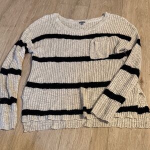 Charlotte Russe Cream and Black Striped Sweater